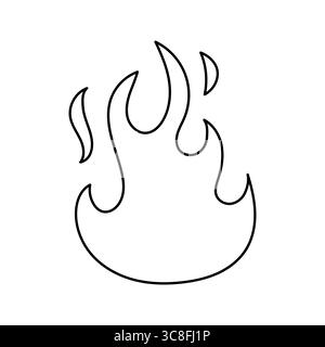 Stylized black-and-white flame icon in a clean design, representing fire, heat, and energy. Simple and clean Vector illustration isolated on a white b Stock Vector