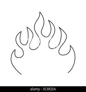 A simple black and white illustration of a flame outline, symbolizing energy, fire, and heat. Designed in a minimalistic style. Vector illustration is Stock Vector