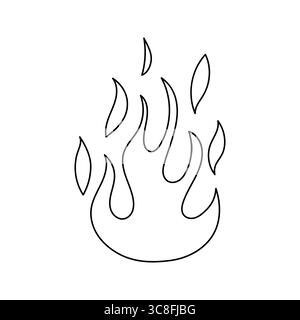 Outline of a clean flame icon illustrated with line art on a white background. Stylized flame shapes depict simplicity and minimalism. Vector illustra Stock Vector