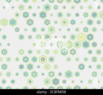 Geometric shapes background. Multicolored geometric elements of varied size. Simple stacked hexagons pattern. Hexagon pattern. Tileable design. Stock Vector