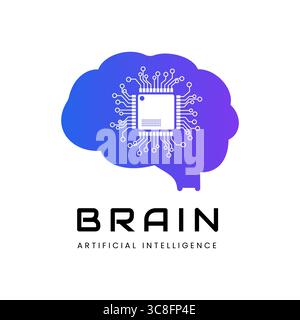 Digital Brain Modern Technology AI Logo for Artificial Intelligence Start up Stock Vector