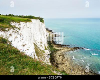 Chalk cliffs at the White Cliffs of Dover Kent England Stock Photo
