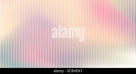 Retro inspired ribbed texture in bold warm gradients. Cyber pink, red and yellow ripple across a chromatic glass panel. Designed for tech art, glitch posters or Y2K branding. Stock Vector