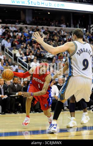 Detroit Pistons guard Allen Iverson heads down the court