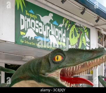 Torquay Raptor Statue Dinosaur World tourist attraction, Victoria Parade, Torquay, Devon ...