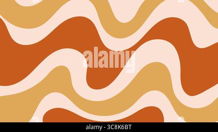 Abstract psychedelic trippy y2k retro background in warm colors. Groovy wavy print. Vintage backdrop in 60-70s style. Simple vector illustration Stock Vector