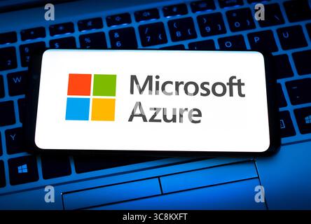 Microsoft Azure Cloud Platform logo visible on smartphone display Stock Photo