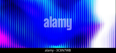 Vertical fluted acrylic with silver and neon rainbow glow. Holographic stripes and soft blur create a vibrant 3D render. Ideal for plastic inspired backgrounds or crystal like visual effects. Stock Vector