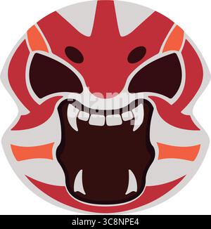 Japanese oni demon mask. Vector Stock Vector