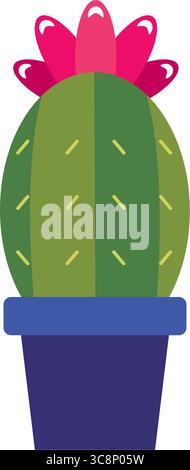 Blooming cactus in blue pot. Vector Stock Vector
