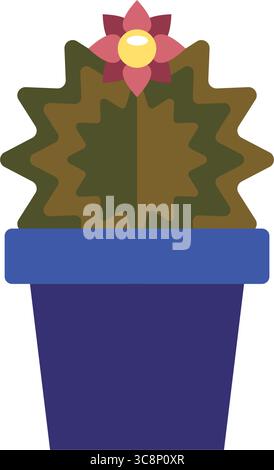 Blooming cactus in blue pot. Vector Stock Vector