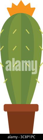 Blooming cactus in blue pot. Vector Stock Vector