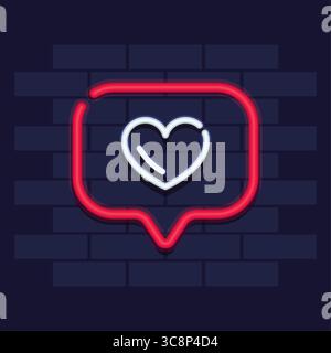 Neon heart in chat icon. Vector Stock Vector