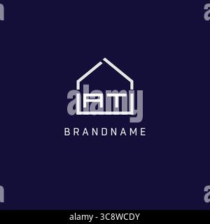 Initial letter AT roof real estate logo design ideas vector graphic Stock Vector