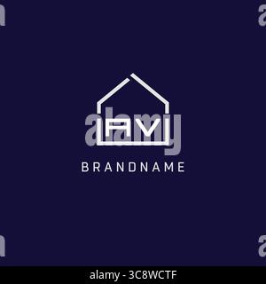 Initial letter AV roof real estate logo design ideas vector graphic Stock Vector