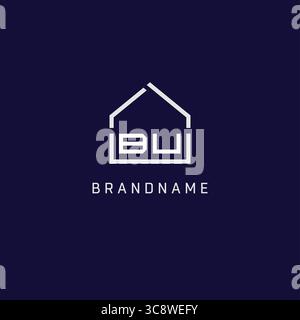 Initial letter BU roof real estate logo design ideas vector graphic Stock Vector