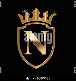 "Elegant Emblem: Crowned N Logo" Stock Vector