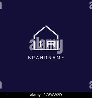 Initial letter IR roof real estate logo design ideas vector graphic Stock Vector