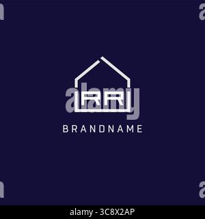 Initial letter RR roof real estate logo design ideas vector graphic Stock Vector