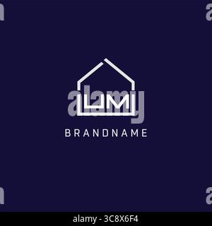 Initial letter UM roof real estate logo design ideas vector graphic Stock Vector