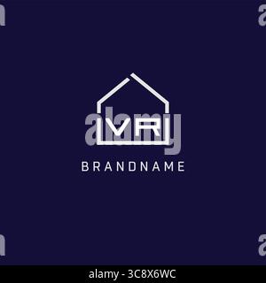 Initial letter VR roof real estate logo design ideas vector graphic Stock Vector