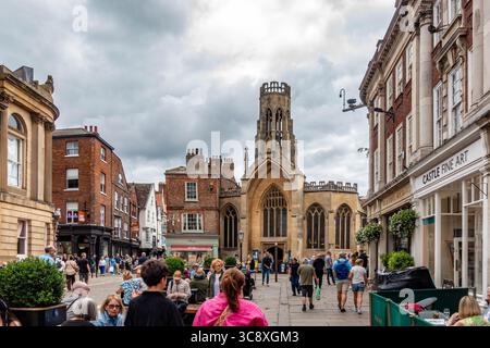 St Helen's Square in the centre of York, UK busy with tourists and visitors Stock Photo