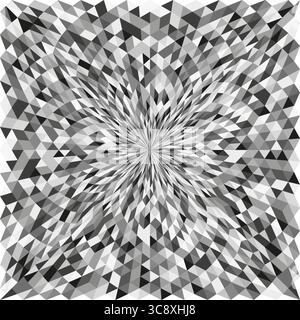 Radial burst pattern. Abstract optical background. Grayscale geometric illustration. Vector radiating texture. Stock Vector