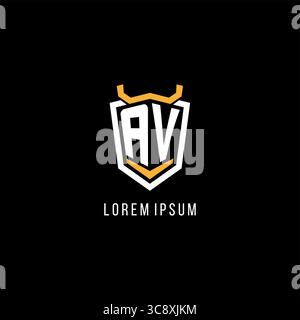 Initial AV geometric shield esport logo monogram design style vector graphic Stock Vector