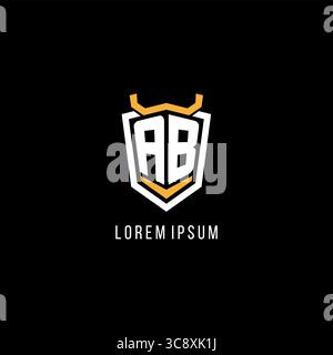 Initial AB geometric shield esport logo monogram design style vector graphic Stock Vector