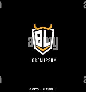 Initial BL geometric shield esport logo monogram design style vector graphic Stock Vector