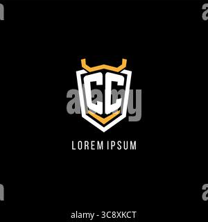 Initial CC geometric shield esport logo monogram design style vector graphic Stock Vector