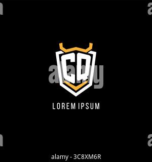 Initial CQ geometric shield esport logo monogram design style vector graphic Stock Vector