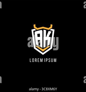 Initial AK geometric shield esport logo monogram design style vector graphic Stock Vector