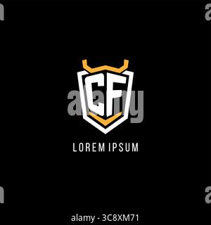 Initial CF geometric shield esport logo monogram design style vector graphic Stock Vector