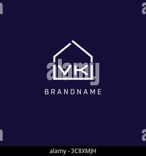 Initial letter VK roof real estate logo design ideas vector graphic Stock Vector