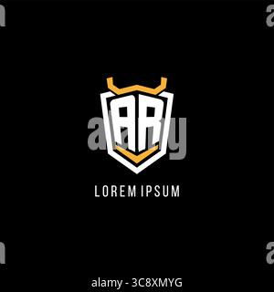 Initial AR geometric shield esport logo monogram design style vector graphic Stock Vector