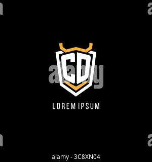 Initial CD geometric shield esport logo monogram design style vector graphic Stock Vector