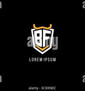 Initial BF geometric shield esport logo monogram design style vector graphic Stock Vector