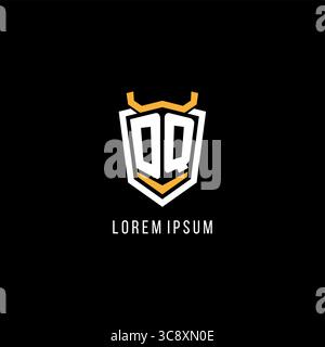 Initial DQ geometric shield esport logo monogram design style vector graphic Stock Vector