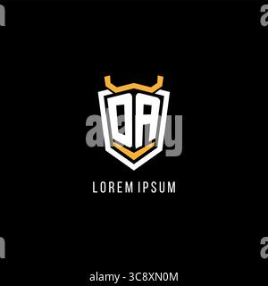 Initial DA geometric shield esport logo monogram design style vector graphic Stock Vector