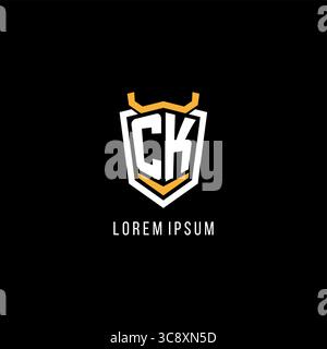 Initial CK geometric shield esport logo monogram design style vector graphic Stock Vector