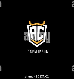 Initial AC geometric shield esport logo monogram design style vector graphic Stock Vector