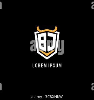Initial BJ geometric shield esport logo monogram design style vector graphic Stock Vector