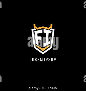 Initial FI geometric shield esport logo monogram design style vector graphic Stock Vector