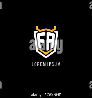 Initial FA geometric shield esport logo monogram design style vector graphic Stock Vector