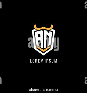 Initial AN geometric shield esport logo monogram design style vector graphic Stock Vector