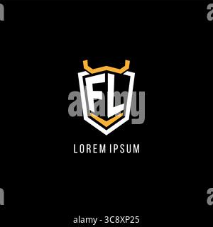 Initial FL geometric shield esport logo monogram design style vector graphic Stock Vector
