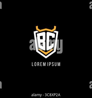 Initial BC geometric shield esport logo monogram design style vector graphic Stock Vector