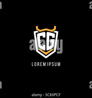 Initial CG geometric shield esport logo monogram design style vector graphic Stock Vector
