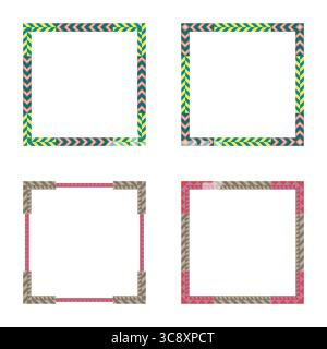 Bold bright arrows. Pattern color frame. Decorative vivid square. Contrast sharp outline. Stock Vector